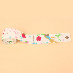 Кролик Хлопчатобумажная и льняная проволочная лента, для рождественской вечеринки, Подарочная упаковка, домашнего декора, изготовление ремесел, Картина кролика, 1-1/2 дюйм (38 мм), около 2.95 ярдов (2.7 м) / рулон