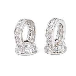 Платина Латунные микро проложить кубического циркония кулон поручительств, стойки покрытие, долговечный, без свинца и без кадмия, платина, 9x7x6 мм, отверстие : 4.5x4 мм