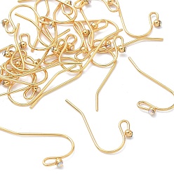Real 18K Gold Plated SHEGRACE Brass Earring Hooks, with Rhinestone & 1 Loop, Cadmium Free & Nickel Free & Lead Free, Long-Lasting Plated, Shepherd's Hook Ear Wire, Real 18K Gold Plated, 11.5~12x2mm, Hole: 1.6~2mm, Pin: 0.8mm