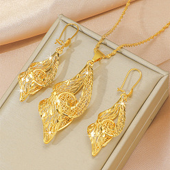 Лист Комплекты из латунных подвесок и серег, золотые, лист, 60x18 мм и 450 мм