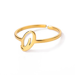 Letter O Регулируемые 201 манжеты из нержавеющей стали с буквами для женщин, золотые, Письмо O, внутренний диаметр: 15~20 мм