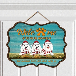 Светлый Морско-зеленый Деревянный приветственный висящий знак, украшения на двери и стене, для украшения дома, с джутовым шнуром, прямоугольник с рисунком домашнего любимца, светло-зеленый, 300x300x5 мм