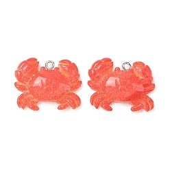 Краб Подвески из смолы, с платиновыми тоновыми железными петлями, краб, 22x27x7 мм, отверстие : 2 мм