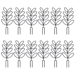 Black 12Pcs ABS Plastic Plant Climbing Trellis, Leaf, Black, 320x133x3.5mm