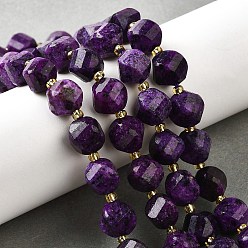 Темная Орхидея Нити бусин из натуральной кунжутной яшмы, граненые, твист, с бисером, темные орхидеи, 10x9~10x9~10 мм, отверстие : 1 мм, около 33~34 шт / нитка, 15.04''~15.35'' (38.2~39 см)