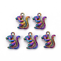 Rainbow Color Подвески из сплава , без кадмия, без никеля и без свинца, форма белки, Радуга цветов, 17x16x4 мм, отверстие : 1.8 мм
