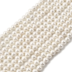 Белый Гальванические оболочки жемчужные бусы пряди, круглые, белые, 5 мм, отверстие : 0.7 мм, около 79 шт / нитка, 15.55'' (39.5 см)