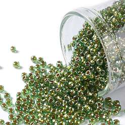 (1007) Gold Lined Olive Luster TOHO Round Seed Beads, Japanese Seed Beads, (1007) Gold Lined Olive Luster, 11/0, 2.2mm, Hole: 0.8mm, about 5555pcs/50g