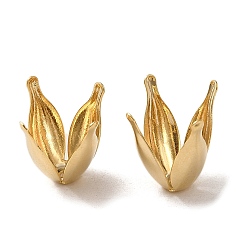 Настоящее золото 24K Шапочки и конусы для бусин, латунные, цветок, реальный 24 k позолоченный, 13x8 мм, отверстие : 1 мм