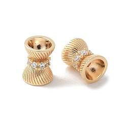 Настоящее золото 18K Латунные микро проложить кубического циркония бусы, без кадмия, без никеля и без свинца, реальный 18 k позолоченный, 9x7 мм, отверстие : 1.2 мм