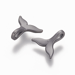 Матовый Черно-Металлический Цвет Латунь прелести, долговечный, форма китового хвоста, матовый металлический черный, 9x9.3x3.3 мм, отверстие : 1.5x2.5 мм