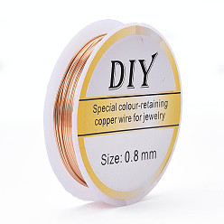Light Gold Круглая медная проволока для ювелирных изделий, долговечный, золотой свет, 20 датчик, 0.8 мм, около 9.84 футов (3 м) / рулон