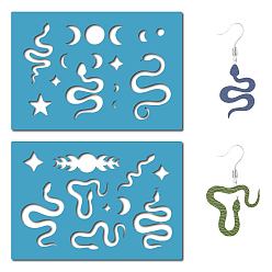 Змея Акриловая серьга ручной работы шаблон, трафареты для резки кожи, глубокое синее небо, узор змей, 130x90x2 мм, 2 шт / комплект