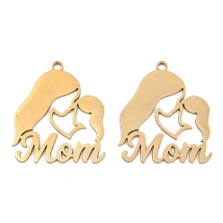 Золотой Полые подвески ко Дню матери 201 из нержавеющей стали, подвески «мама и дитя», золотые, 22x19.5x1 мм, отверстие : 1.5 мм