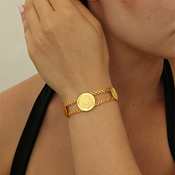 Золотой Винтажные латунные браслеты-цепочки с круглыми звеньями в европейском стиле для женщин., золотые, 7-1/2 дюйм (19 см)