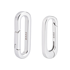 Посеребрённый 2 шт. 2 стили 925 кольца с пружинным затвором из стерлингового серебра, 925 серебро покрытием, 18~20x7x2 мм, 1 шт / стиль