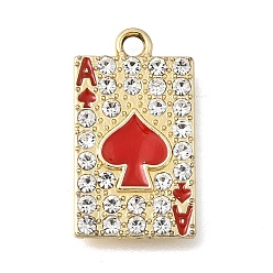 Doré  Pendentifs en alliage, avec l'émail, carte à jouer avec l'as de pique, or, 22.5x13x2mm, Trou: 2mm
