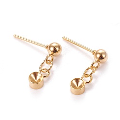 Золотой 201 Настройки серьги из нержавеющей стали, с 304 штифтов из нержавеющей стали, для заостренного горного хрусталя, золотые, 15 мм, штифты : 0.9 мм, пригодный для стразов 4 мм