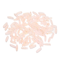Pink Матовые стеклянные бусины, рис, золотой фольгой, розовые, 21.5x6.5 мм, отверстие : 1.4 мм, Около 915 шт / 1000 г