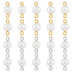 Платиновый & Золотой 40 шт. 2 цвета подвески из натурального пресноводного жемчуга, картофельные ссылки, с металлическими двойными петлями, платиной и золотом, 13~15x6.5~8x4~6 мм, отверстие : 2.5 мм, 20 шт / цвет
