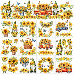 Цветок 12 листы 12 наклейки из ПВХ в стиле, пленка теплопередачи, для оформления окон, подсолнечник, 140x140 мм, 1 лист / стиль