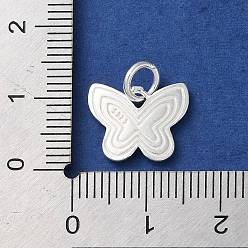 Butterfly 925 Sterling Silver Insect Charms, with Jump Rings, Silver Color, Butterfly, 11x13.5x1.7mm, Hole: 3.8mm