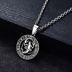 Рак Подвески из нержавеющей стали, не тускнеющие, цвет нержавеющей стали, плоский круглый с подвеской в виде созвездия, рак, 28x25 мм