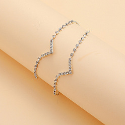 Серебро Многорядные браслеты для щиколотки из сплава со стразами в форме буквы V, серебряные, 7-1/2 дюйм (190 мм)