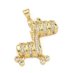 Настоящее золото 18K Латунные микропаве прозрачные подвески с фианитом, лошади прелести, реальный 18 k позолоченный, 26.5x23x6 мм, отверстие : 3.5x3 мм