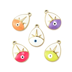 (52) Непрозрачная лаванда 304 подвески из нержавеющей стали, с эмалью, слезинка с заклинанием сглаза, ионное покрытие (ip), золотые, разноцветные, 20x13.5x3 мм, отверстие : 1.8 мм