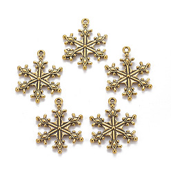 Античное Золото Подвески из цинкового тибетского сплава, подвески в виде снежинок, , без свинца и без кадмия, античное золото , длиной около 29 мм , шириной 22 мм , толщиной 3 мм , отверстие : 2 мм