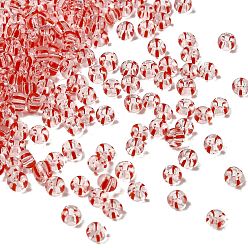 (123L) Белый крем непрозрачный блеск Прозрачные полосатые стеклянные бусины, круглые, огнеупорный кирпич, 3.5~4x2~2.5 мм, отверстие : 0.9~1 мм, около 140~160 шт / упаковка