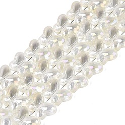 Light Yellow Baking Paint Electroplate Transparent Glass Beads Strands, Butterfly, AB Color Plated, Light Yellow, 10x14.5x5.5mm, Hole: 0.8~1mm, about 56~61pcs/strand, 16.73~18.31 inch(42.5~46.5cm)
