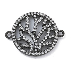 Черный Цвет Металла Стойка покрытие латунь микропаве прозрачный кубический цирконий плоский круглый с елочкой подвески-соединители, долговечный, без кадмия и без свинца, металлический черный , 19x24.5x2.5 мм, отверстие : 1.5 мм