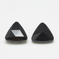 Jet Pointed Back Glass Rhinestone Cabochons, Faceted, Triangle, Jet, 9.5x10x4mm