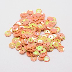 Оранжевый Пластиковые блестки, полу-чашевидные блестки бусины, центральное отверстие, оранжевые, 5x0.5 мм, отверстие : 1 мм