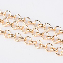 Light Gold Роло железа цепи, отрыгивающая цепь, несварные, с катушкой, долговечный, золотой свет, 5x1.5 мм, около 328.08 футов (100 м) / рулон