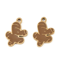 Vegetables Овощи 304 эмалированные подвески из нержавеющей стали, ионное покрытие (ip), золотые, имбирь, 14.5x10x1.5 мм, отверстие : 1.4 мм