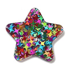 Разноцветный Акриловые подвески на рождественскую тематику, звезды прелести, красочный, 30x31.5x2 мм, отверстие : 1.6 мм