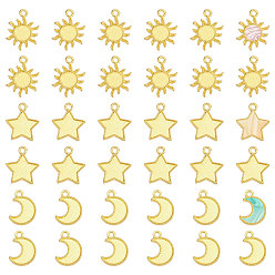 Mixed Shapes 36 шт. 3 стили подвески из цинкового сплава с кабошонами для эмали, золотые, разнообразные, 17~19.5x12~15x1.5 мм, отверстие : 1.5~2 мм, 12 шт / стиль