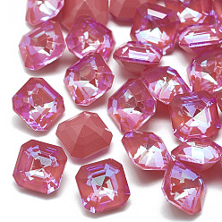 Hyacinth Pointed Back K9 Glass Rhinestone Cabochons, Mocha Fluorescent Style, Back Plated, Fluorescent, Octagon, Hyacinth, 8x8x5.5mm