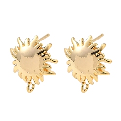 Настоящее золото 18K Изделия из латуни, без никеля , солнце, с петлей, реальный 18 k позолоченный, 15.5x13.5 мм, отверстие : 1.5 мм, штифты : 1 мм