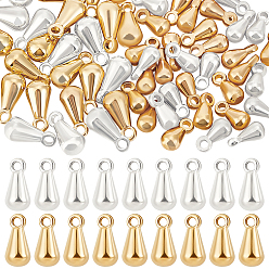 (52) Непрозрачная лаванда 80 шт. 2 цвета латунные подвески, 925 серебро покрытием, слеза, разноцветные, 8x4 мм, отверстие : 1 мм, 40 шт / цвет