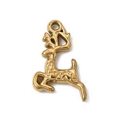 Real 18K Gold Plated 304 Stainless Steel Pendants, Deer Charms, Ion Plating(IP), Real 18K Gold Plated, 20.5x14.5x3mm, Hole: 1.6mm