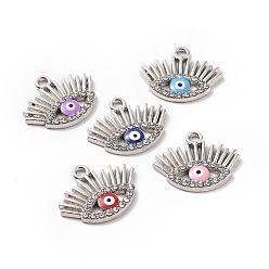 Платина Подвески из эмали и сплава, со стразами, очарование сглаза, платина, 17.5x21.5x2 мм, отверстие : 1.8 мм