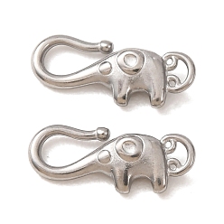 Stainless Steel Color 304 Stainless Steel S-Hook Clasps, Elephant, Connector Charms for Jewelry Making, Stainless Steel Color, 5.5x14.5x2.5mm, Hole: 1mm