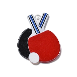 Красный Акриловые подвески, спортивные темы настольный теннис, красные, 37.5x28.5x2 мм, отверстие : 1.6 мм