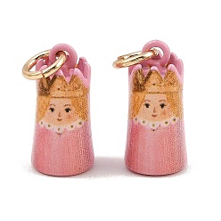 Pink Латунные подвески с принтом, принцесса очарование, золотые, розовые, 17x8 мм, отверстие : 4 мм
