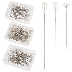 Платина 3 сумки 3 стили железные/стальные булавки, с акриловой/пластиковой/смоляной головкой, корсажные булавки, булавки для пошива одежды, платина, 38.5~55 мм, 100 шт / пакет
