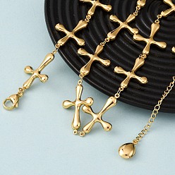 Золотой 304 ожерелья из нержавеющей стали с цепочкой с перекрестными связями для женщин, золотые, 20.24 дюйм (51.4 см)